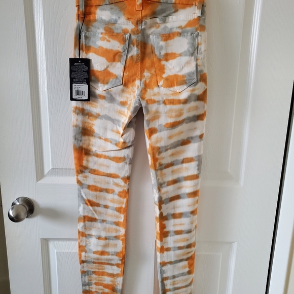 NEW Hudson Gray Orange Tye Dye Skinny Stretch Denim Jeans Women's Size 26 XSmall - Picture 2 of 7
